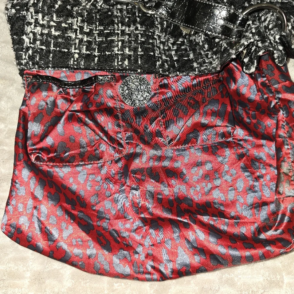 Dana Buchman Hobo. Black And White Tweed With Patent Leather Strap & Bottom EUC